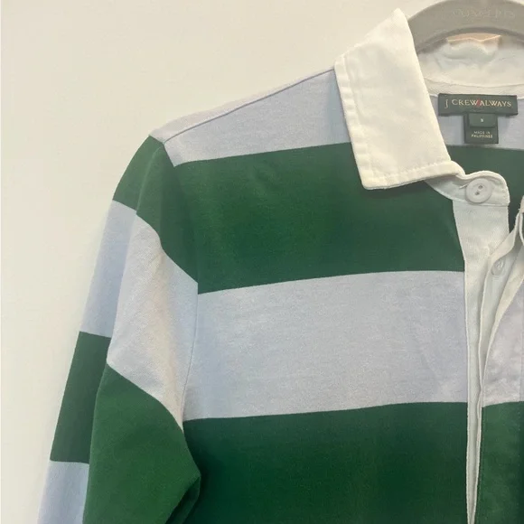 J.Crew Always Rugby Shirt Dress Green Light Blue Size Small 100% Cotton - Picture 2 of 11